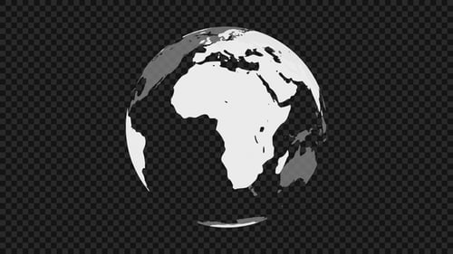 Minimalist Rotating Earth Globe Loop with Transparent Background