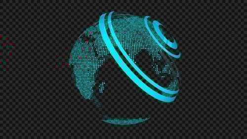 Futuristic Digital Globe with Rotating Rings Title Animation