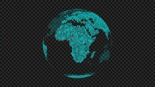 Futuristic Digital Pixelated Earth Globe Rotation
