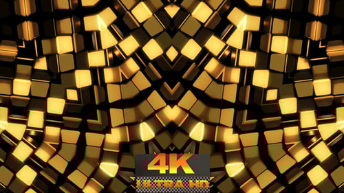 Abstract Golden Geometric Cubes Loop Background