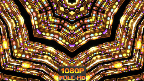 Golden Kaleidoscope Jewel Pattern Loop Background