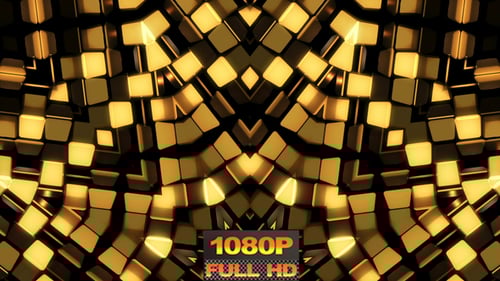 Elegant Golden Geometric Cubes Looping Background Animation