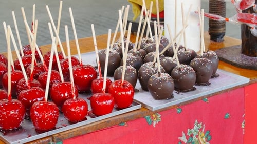 Caramel Apples in Chocolate and Nuts