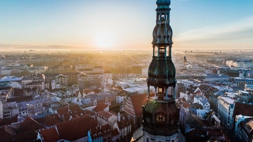 Petera Baznica, Stadtkirche, Kirche, Sonnenaufgang, Gebäude, Altstadt