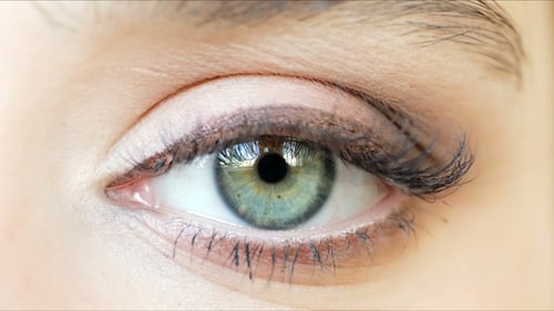 Beautiful Footage of Female Eye with Classic Eyeliner Make-up