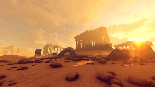 Tempel bei Sonnenuntergang