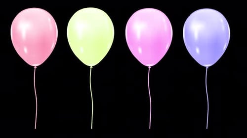 Colorful Floating Balloons Animation with Alpha Channel