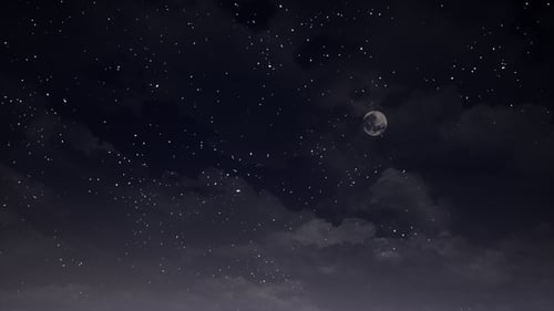 Starry Night Sky with Twinkling Stars and Moon Loop