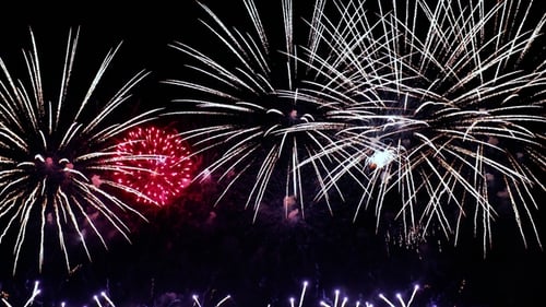 Colorful Fireworks Exploding in the Night Sky. Celebrations and Events in Bright Colors.