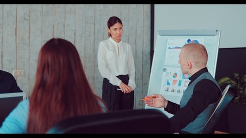 Business Meeting With Data Presentation in Office