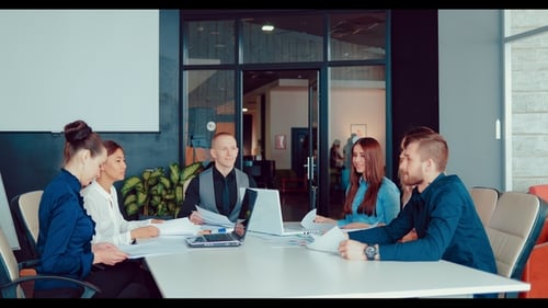 Business Colleagues Celebrating Success in an Office