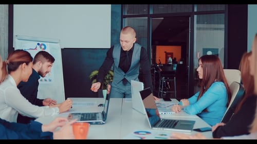 Director and His Team Discuss the Company in the Office