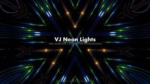 Animated Neon Lights VJ Loops with Kaleidoscope Effect