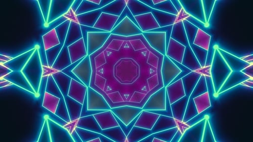 Disco Shows a Kaleidoscope Background - Seamless Flight in a Retro 80s Tunnel