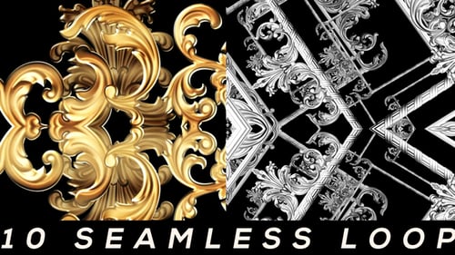Elegant Gold and Silver Ornate Baroque Seamless Pattern Animation