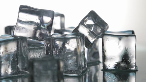 Close Up of Crystal Clear Ice Cubes
