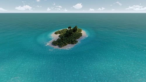 Lonely Tropical Island and Sea