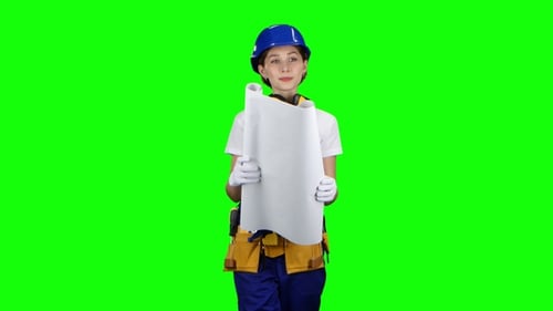 Designer of the Construction Site Carries a Drawing