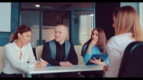 Young Female Candidate in Job Interview in Office