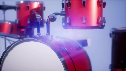 Dynamic Red Drum Kit with Bright Light Effects