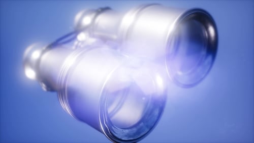 3D Animated Binoculars with Glowing Lenses