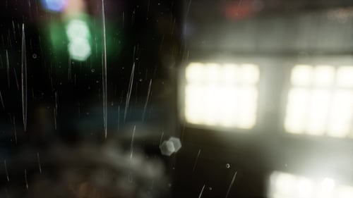 Cinematic Rain Effect with Bokeh Night Background