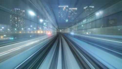 Tokyo Monorail Hyperlapse POV at Night