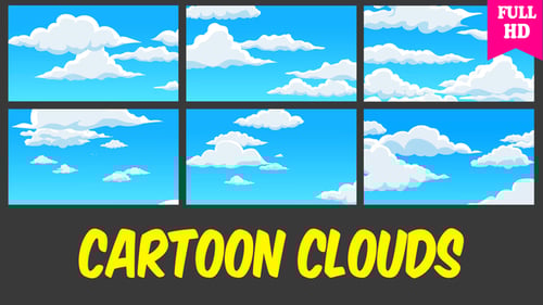 Cartoon Clouds Loopable Animations Pack for Sky Backgrounds