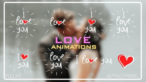 Hand Drawn Love Text and Heart Reveal Animations
