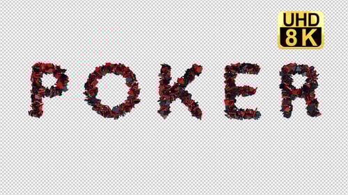 3D Animated Poker Text Reveal with Card Suits