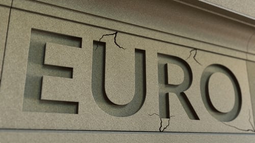Cracking EURO Word on the Stone Facade