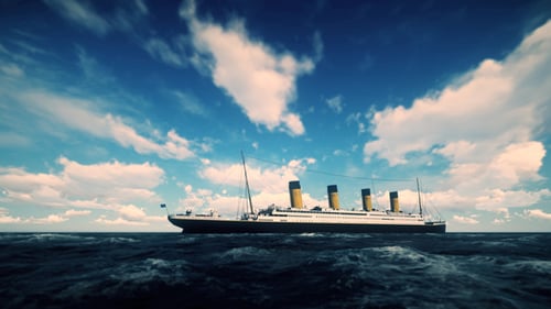 Majestic Ocean Liner Sailing Through Deep Blue Waters 3D
