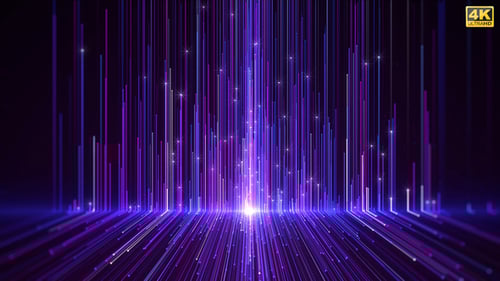 Futuristic Digital Stream of Glowing Blue and Purple Light Lines