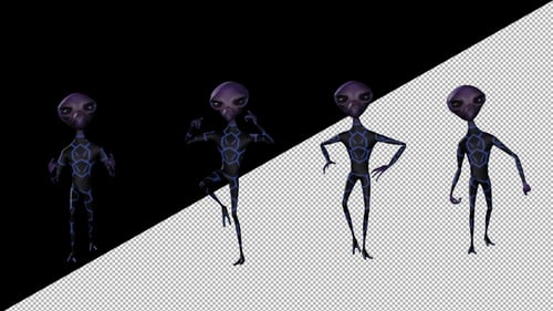 Dancing Alien Character with Glowing Blue Patterns Animation