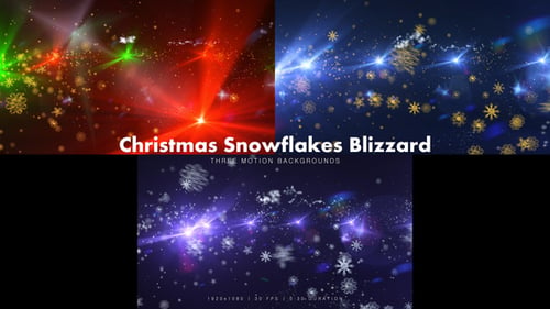Festive Christmas Snowflakes Blizzard Loop with Vibrant Light Rays