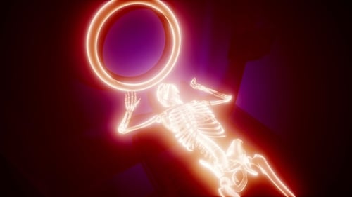 Futuristic Glowing Skeleton Medical MRI Scan Animation