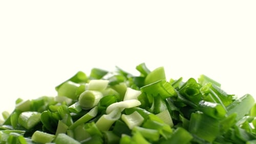 Green Onions on a White Background