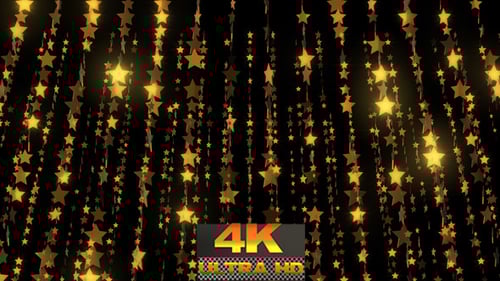 Shimmering Golden Star Curtain Falling Festive Background Animation