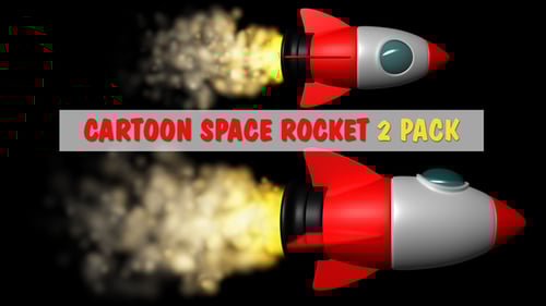 Animated Cartoon Rocket Flying with Exhaust Alpha Channel