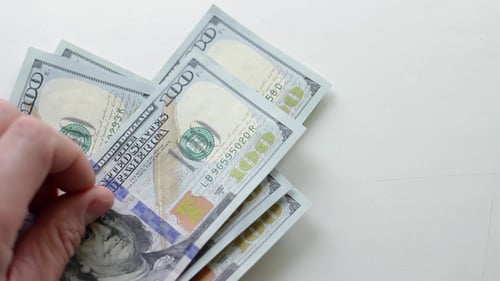 100 Dollar Banknotes Counting Hand