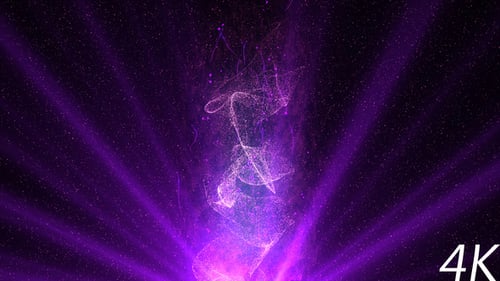 Dynamic Purple Particle Stream with Radiant Light Beams