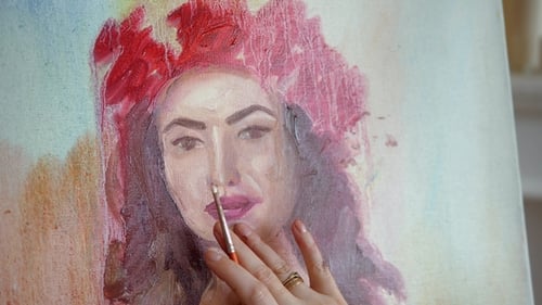 Artistic Oil Painting of Woman's Portrait Close Up