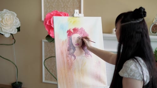 Artist Draws a Portrait From Nature. The Artist Draws a Portrait From Nature.