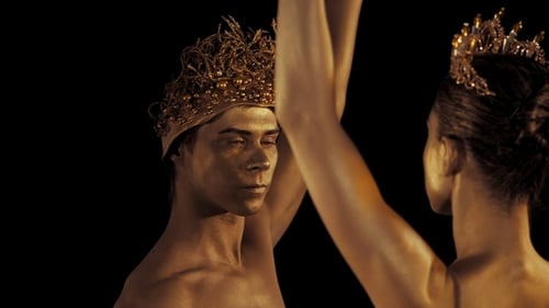 Gold Painted Couple with Crowns on Black Background