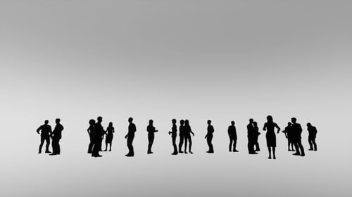 Minimalist Animated Silhouettes of People Standing and Interacting