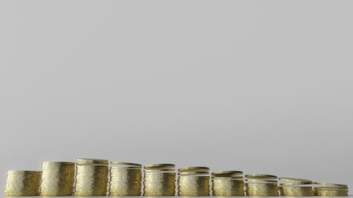 Growing Bar Chart Made of Coin Stacks