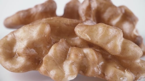 Close-up View of a Walnut Half
