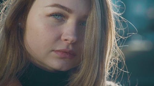 Close-Up of Young Woman with Long Blonde Hair