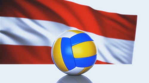 Animated Volleyball with Waving Austrian Flag for Sports Broadcasts