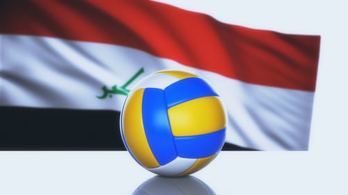 Realistic Volleyball with Waving National Flag Animation